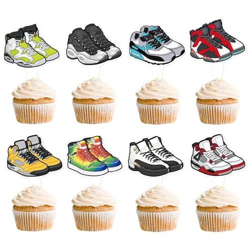 Blumomon 32 Stück Sneakers Cupcake Topper Geburtstag Kuchen Dekoration Wählen Sie Schuh Thema Party Baby Shower Dekoration Geburtstag Party Supplies von Blumomon