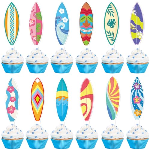 Blumomon 36 Stück Sommer Surfen Cupcake Topper Surfbrett Kuchen Topper Surfen Spiele Party Dekoration Zubehör von Blumomon