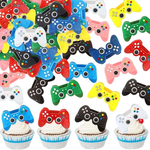 Blumomon 40 Stück Essbare Kuchen Dekoration Videospiel Kuchen aufsatz Gaming Dekoration Level Up Videospiel Cupcake topper von Blumomon