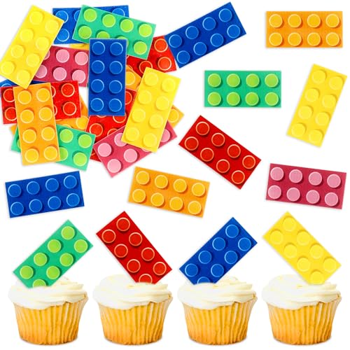 Blumomon 48Stück Vorgeschnittene Essbare Bausteine Party Cupcake Toppers Kinder Geburtstag Baby Dusche Party Dekoration Zubehör Blumomon 48Stück Vorgeschnittene Essbare Bausteine Party Cupcake Toppers Kinder Geburtstag Baby Dusche Party Dekoration Zubehör von Blumomon