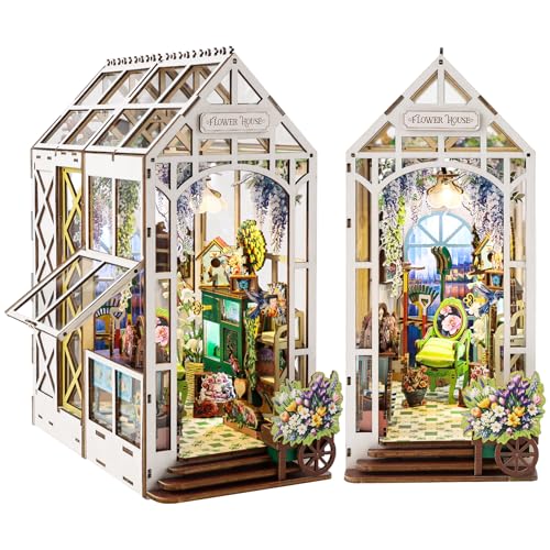 Blumuze Book Nook DIY Kit Gartenhaus,3D Holzpuzzle Erwachsene DIY Buch Ecke Kit,3D Puzzle Holz Bücherregaleinsatz Kits,Gartenhaus Modellbausatz Weihnachten Geburtstag Geschenke,Bücherregal Deko von Blumuze