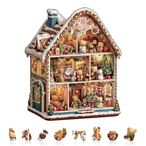 Blumuze Holzpuzzle Erwachsene, Bärenhaus – Weihnachten Holz Puzzle, Holzpuzzle Einzigartige Tierform Puzzleteile, Puzzle Holz Erwachsene mit Holzbox 180 Stück(M-29 * 24.8cm Blumuze Holzpuzzle Erwachsene, Bärenhaus – Weihnachten Holz Puzzle, Holzpuzzle Einzigartige Tierform Puzzleteile, Puzzle Holz Erwachsene mit Holzbox 180 Stück(M-29 * 24.8cm von Blumuze