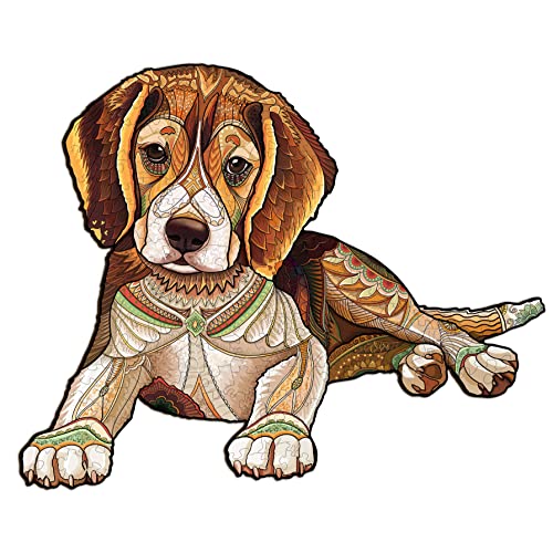 Blumuze Holzpuzzle Erwachsene, Beagle Holzpuzzle Einzigartige Tierform Puzzleteile, Holz-Puzzle, Puzzle aus Tierteilen, Puzzle Holz Erwachsene mit Geschenkbox aus Holz 263 Stück(L-42 * 34cm) von Blumuze