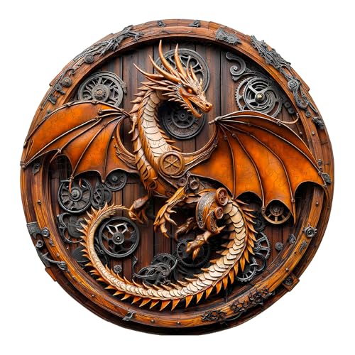 Blumuze Holzpuzzle Erwachsene, Mechanischer Drache Holz Puzzle, Holzpuzzle Einzigartige Tierform Puzzleteile, Puzzle Holz Erwachsene mit Geschenkbox aus Holz 300 Stück(L-34 * 33.8cm) von Blumuze