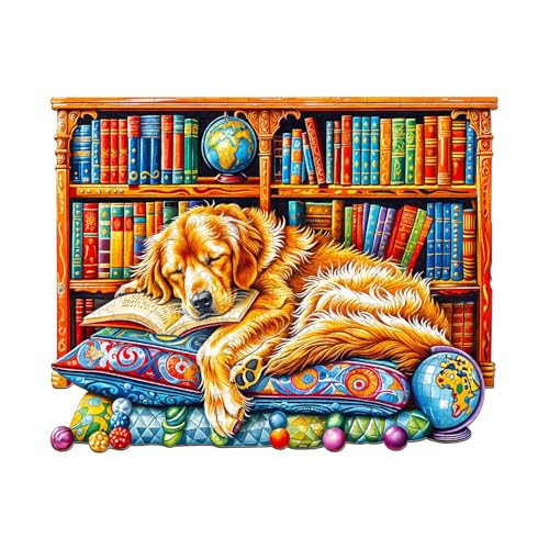 Blumuze Holzpuzzle Erwachsene, Seitendrehender Retriever Holz Puzzle, Holzpuzzle Einzigartige Tierform Puzzleteile,Hund Puzzle Holz Erwachsene mit Geschenkbox aus Holz 280 Stück(L-13.4 * 10.5in) von Blumuze