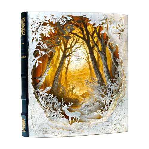 Blumuze Holzpuzzle Erwachsene, Stiller Wald Holz Puzzle, Holzpuzzle Einzigartige Tierform Puzzleteile, Puzzle Holz Erwachsene mit Geschenkbox aus Holz 300 Stück(L-34 * 29cm) von Blumuze