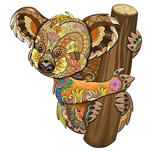 Blumuze Holzpuzzle Erwachsene, Süßer Koala Holzpuzzle Einzigartige Tierform Puzzleteile, Holz-Puzzle, Puzzle aus Tierteilen, Puzzle Holz Erwachsene mit Geschenkbox aus Holz 195pcs-M-27.4 * 30cm von Blumuze