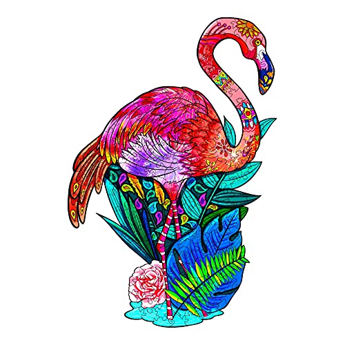 Blumuze Holzpuzzles für Erwachsene und Kinder, Flamingo Wooden Puzzle Holzpuzzle Einzigartige Tierform Puzzleteile, Konstellation Holz-Puzzle, Puzzle aus Tierteilen 175 Stück(M-35 * 23cm) von Blumuze