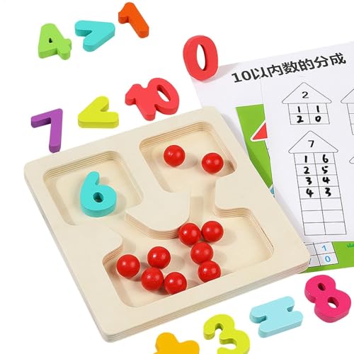 Additions- und Subtraktionsspiele, Mathe-Brettspiel - Tools zum Addieren und Subtrahieren für Kinder,Homeschool Supplies Mathe-Lernwerkzeuge, Zählperlen aus Holz, Mathe-Spielzeug für Kinder von Bmdjdq