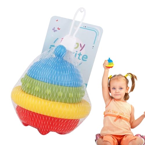 Baby-Stapelspielzeug,Stapel von Kreisen,Regenbogen-Weichgummi-PVC-Stapler-Baby-Lernspielzeug - Bunter Stapler, Fliegende Untertasse, Baby-Lernspielzeug für Saugbedürfnisse von Bmdjdq