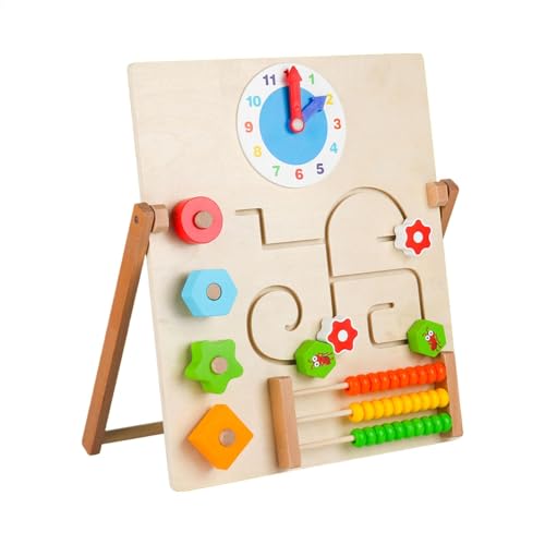 Bmdjdq Clock -Aktivitätsbrett, Holzaktivitäts -Reisespielzeug, Uhr -sensorisches Spielzeug, Kinderfreundlich, Leicht, 36 cm, Für Kinder, Mädchen von Bmdjdq