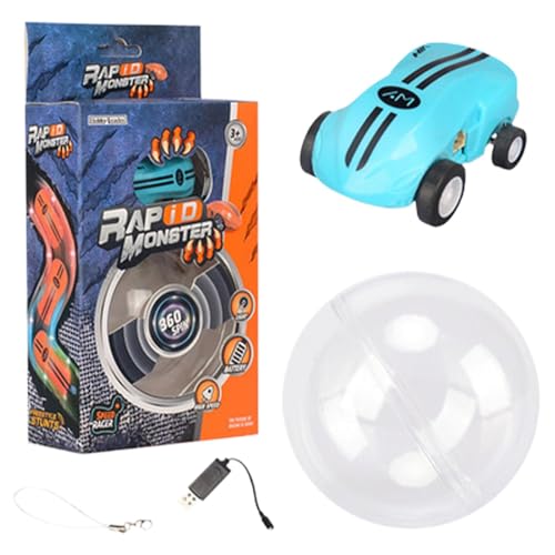 Bmdjdq FlashSpin Small Racer Hochgeschwindigkeits-Rennwagen 360 Grad Stunt-Rotation Taschenspielzeug Auto Wiederaufladbare LED- Gelb/Blau für Kinder von Bmdjdq