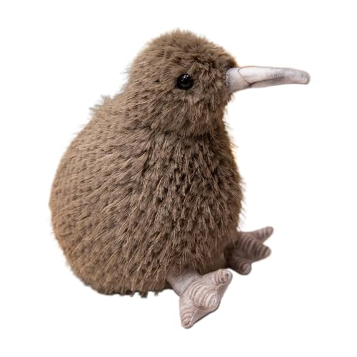 Bmdjdq Kiwi-Vogel-Plüsch, Kiwi-Vogel-Stofftier, pelzige Kiwi-Plüschtier-Puppe, weicher und hochwertiger Stoff, maschinenwaschbar, 20 x 18 x 15 cm, Grau, Kaffee, Weiß, für Kinder, Teenager, Erwachsene von Bmdjdq