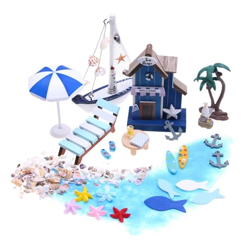 Bmdjdq Miniatur Bastelset Miniatur Deko Miniatur Meer Thema Strandhaus 26 Stück für Dekoration Geschenk Freunde Familie von Bmdjdq