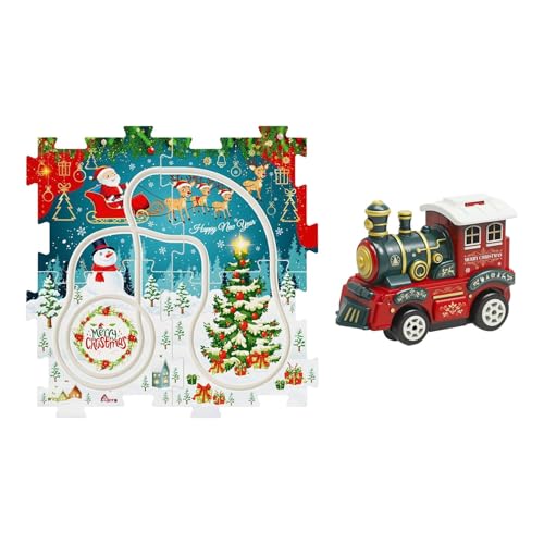 Christmas Vehicle Rail Jigsaw, Kids Track Building Set, Durable Electric Car Toy, Christmas Rail Model Vehicle Toy, Interactive Car Track Set, Battery Operated Educational Toys for Nursery, Backyard von Bmdjdq