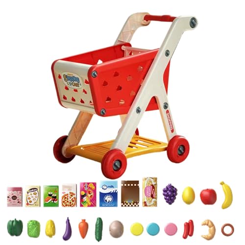 Einkaufswagen Für Kinder, Einkaufswagen Für Lebensmittel, Rollenspiel, Einkaufswagen-Zubehörset, Ungiftig, Einfach Zu Montieren, 48 cm, Für Kinder, Ju-ngen, Mädchen von Bmdjdq