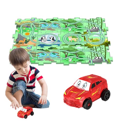 Eisenbahnwaggon-Puzzle-Gleis,Puzzle-Wagengleis-Set,Autospielzeug Puzzle-Brett-Lernspiele | Lernspielzeug, Landthema-Puzzle-Renner, Puzzle-Strecke, Kleinkindspielzeug für Kinder ab 3 Jahren von Bmdjdq