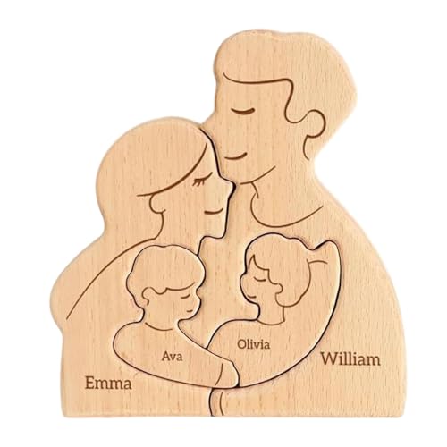 Familienpuzzle Aus Holz, Personalisiertes Familienpuzzle Aus Holz, Familienfiguren, Ornamente, Anpassbar, Umweltfreundlich, 13,2 cm, Für Tischdekoration von Bmdjdq