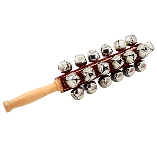 Hand Jingle Bells, Wooden Handle Rassles, Percussion Schlittenglocken, heller , glatter Griff, 32 x 7 x 5 cm, für Kinder, Lehrer, Musikanfänger von Bmdjdq