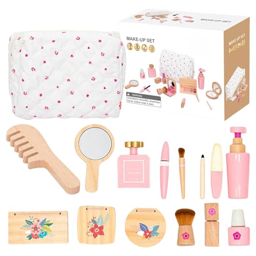 Holz-Make-up-Set, Pretend Makeup Holz Spielzeug Kit, Anziehspielzeug Make-up Spielzeug-Set, umweltfreundlich, leicht, 21 cm, für Mädchen von Bmdjdq