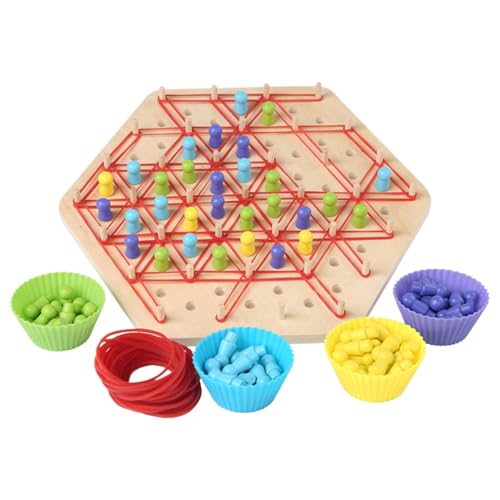 Kettendreieck-Schach, Hölzernes Dreieck-Strategie-Denkspiel-Spielzeug, Desktop-Strategiespiele, Leicht, Kinderfreundlich, 29,5 cm, Für Kinder, Ju-ngen, Mädchen von Bmdjdq