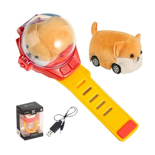 Kinder-Armbanduhr-Autospielzeug, ferngesteuertes Auto-Spielzeuguhr - Ferngesteuertes Spielauto, USB-Aufladung, Rennwagen - Kleines Autospielzeug, 2,4 GHz, Plüschhund, elektrisches Spielzeug für Kinder von Bmdjdq