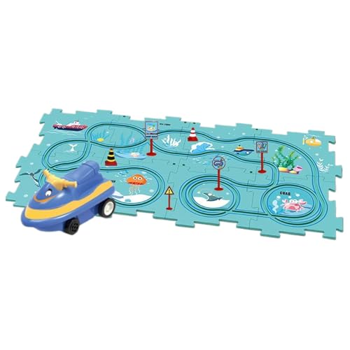 Kinder Puzzle -Schiene -Auto -Set, Kinder Rennstrecke Spielzeug, Bildungsspielzeug Für Bildung Im Vorschulalter, Auffällige Farben, Nicht Giftiges Material, 49,6 cm, Für Kinder von Bmdjdq