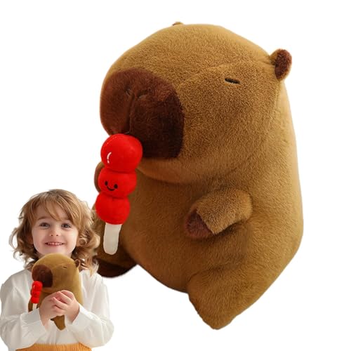 Plüsch-Capybara-Spielzeug, Capybara-Plüschtiere,Tierisches Capybara-Kissenspielzeug mit kandierten Haws | Weiches, kuscheliges Kinderschlafkissen mit süßem Tiermotiv für Sofa, Couch, Bett von Bmdjdq