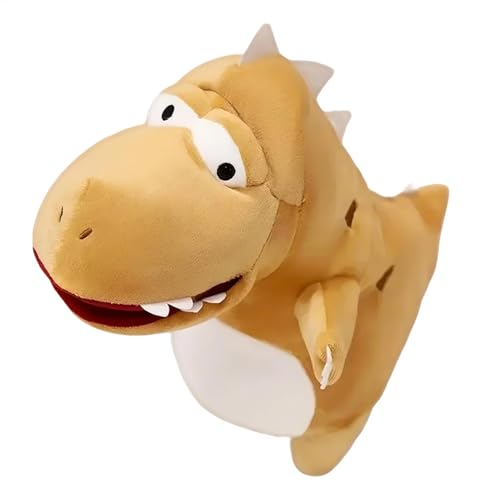 Plüsch-Dinosaurier-Handpuppe, Dinosaurier-Handpuppe, interaktive Dinosaurier-Puppe, weich und kuschelig, pädagogische Vorteile, maschinenwaschbar, 20 x 15 x 28 cm, grün, orange für Kinder, Jung von Bmdjdq