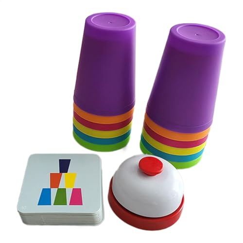 Quick Cups-Spiele, Sport-Stapelbecher, Mini-Stapelbecher-Spielzeug mit Glocke, lehrreich und unterhaltsam, komplette Stapelsets, 20,5 x 14,5 x 7,5 cm, für Kinder, Mädchen und von Bmdjdq