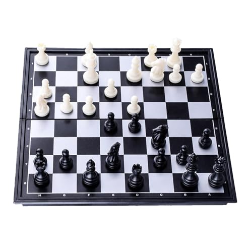 Schachspiel-Brettspiele, tragbares magnetisches Schachspiel, pädagogisches Schach- und Damebrett, Game-Funktionalität, tragbare Tragetasche, Schachnotationsführer, 1 Set, für Schule, Kindergarten von Bmdjdq