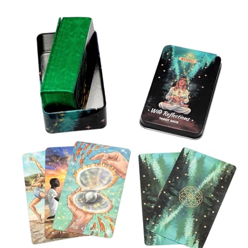 Tarotkarten, Wild Reflections Tarot-Deck, Unterhaltungs-Tarot-Lesekarten, hochauflösende Bilder, einfach zu mischen, Kartenbedeutungen erklärt, 11 x 6,7 x 4 cm, für Unterhaltung, Erwachsene, Männer, F von Bmdjdq