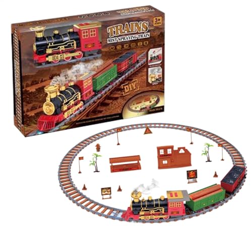 Weihnachtszugspielzeug, Miniaturzugset, Elektrisches Eisenbahnschienenspielzeug, Realistische Li-chter, ABS-Material, 86 Cm/186 cm/für Kinder Und Kleinkinder von Bmdjdq