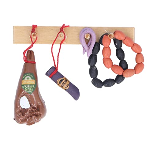 1:12 Mini-Wurst und Schinken Hängeregal Modelle Harz + Holz-Set Lebensmittel Spielzeug Leben Szene Simulation Guojiajia Spielzeug Für Kinder ab 3 Jahren Spielzeug für Kinder von Bnineteenteam