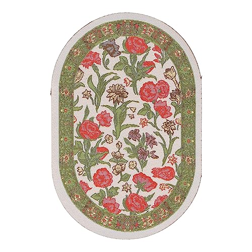 15 cm Große Mini-Floral-Webteppiche, Puppenhaus-Vintage-Webteppich, Bunte Vintage-Matten für Puppenhaus-Schlafzimmer oder Wohnzimmer-Dekor (B01 Grüne Blattblume) von Bnineteenteam