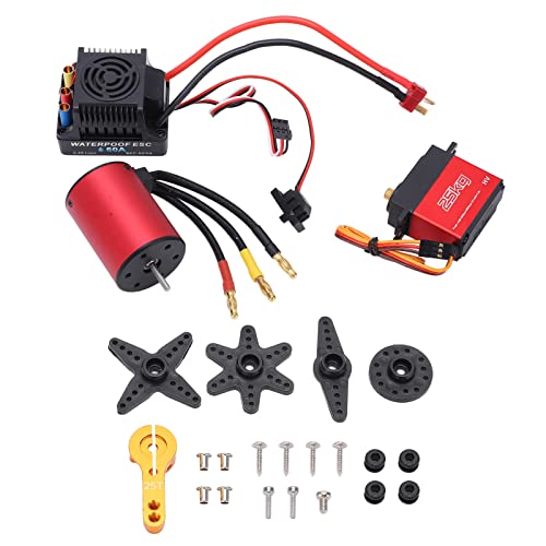 3100KV-Motorsatz, wasserdichte Motor-ESC-Kombination aus Aluminiumlegierung mit 25-kg-Metallservo für 1/8 1/10 2S-4S RC-Auto, Bürstenloser Motor-ESC-Servo von Bnineteenteam