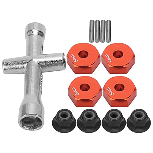 Bnineteenteam 12 -Mm -RC -Auto -Hex -Adapter, Aluminiumlegierung 5 Mm Dicke -Radmutter mit Befestigungsschrauben für 1/10 RC -Auto (Rot) von Bnineteenteam