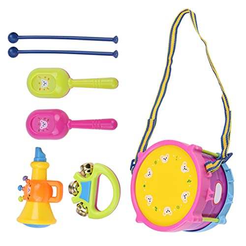 Bnineteenteam 7 St¨¹cke Kinder Musikinstrumente, Trommel Glocke Sand Hammer Trompete Musikinstrument Lernspielzeug Set Early Education yizhi Toy f¨¹r Kinder Baby Toy von Bnineteenteam