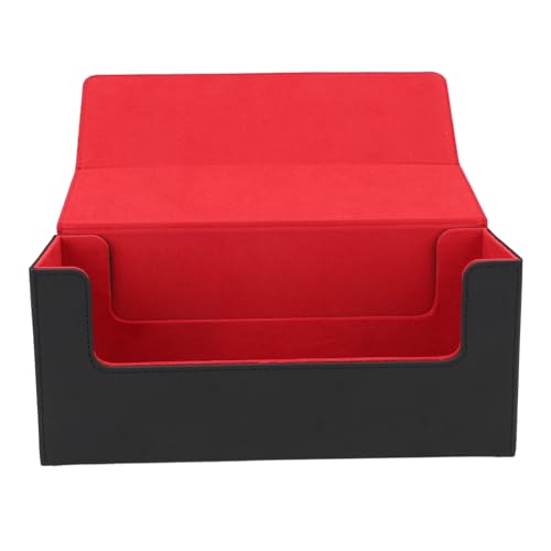 Bnineteenteam Kartendeck-Box, für Mehr Als 250 Karten, Aufbewahrungsbox aus PU-Leder mit Magnetischem Deckel für Tarot, Spielkarten für Tische, Regale (Schwarz und Rot) von Bnineteenteam