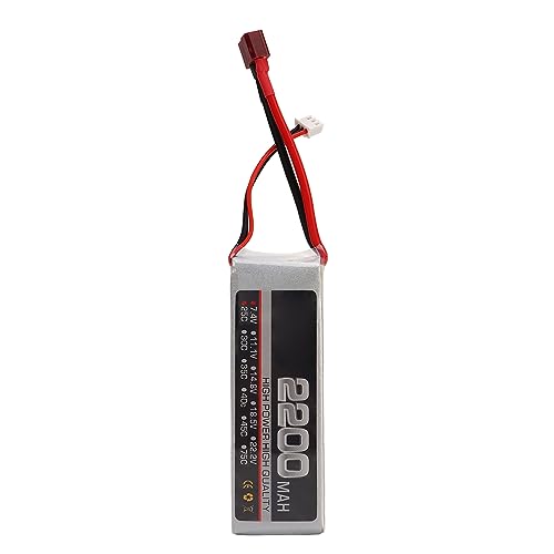 RC-Lipo-Akku, 7,4 V, 2S, 2200 MAh, 25 C, Hohe Entladungsrate, Drohnen-Lipo-Akku für RC-Drohnen-Flugzubehör (T-Stecker) von Bnineteenteam