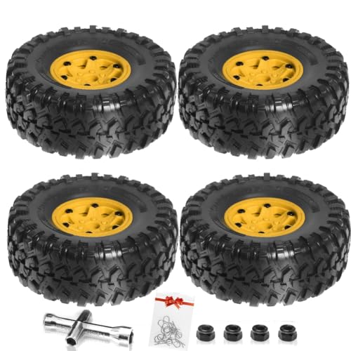 Bntaomle 135 mm Metall 2,2 Beadlock Felgenreifensatz für 1/10 RC Crawler Car Axial SCX10 Wraith RR10 Capra TRX4 YK4082, Orange von Bntaomle