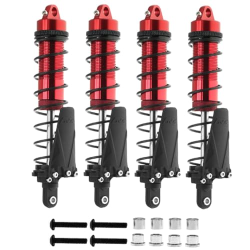 Bntaomle 4PCS Metall 120mm Stoßdämpfer Öldämpfer für 1/10 RC Crawler Auto Axial SCX10 AXI03007 RBX10 D90 TRX4 Teile, Rot von Bntaomle