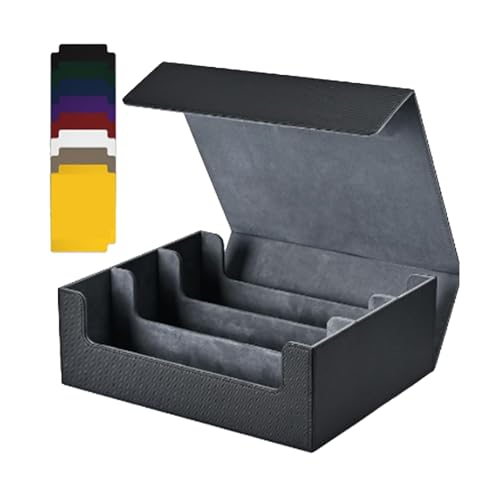 Bntaomle Kartenaufbewahrungsbox für Sammelkarten, 1800+ PU-KartendeckhüLle, Kartenbox mit Magnetverschluss für Magnetische Spielkarten, Schwarz von Bntaomle