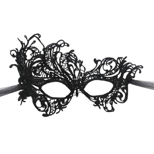 BoBoBn Party-Maske, Damen-Maskerade-Maske, lasergeschnittene Metall-Halloween-Maske, Karnevalsball-Maske(Black#1) von BoBoBn