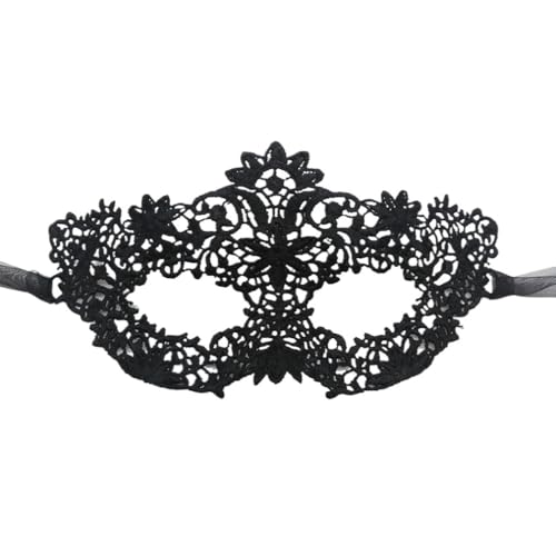 BoBoBn Party-Maske, Damen-Maskerade-Maske, lasergeschnittene Metall-Halloween-Maske, Karnevalsball-Maske(Black Six Petals#1) von BoBoBn