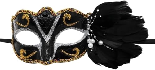 BoBoBn Party-Maske, Damen-Maskerade-Maske, luxuriöse Damen-Maskerade-Maske aus Spitze, Abschlussball, Halloween, Karneval, Maskenball(Black) von BoBoBn