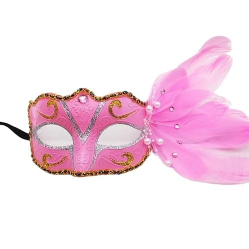 BoBoBn Party-Maske, Damen-Maskerade-Maske, luxuriöse Damen-Maskerade-Maske aus Spitze, Abschlussball, Halloween, Karneval, Maskenball(Pink) von BoBoBn