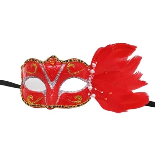 BoBoBn Party-Maske, Damen-Maskerade-Maske, luxuriöse Damen-Maskerade-Maske aus Spitze, Abschlussball, Halloween, Karneval, Maskenball(Red) von BoBoBn