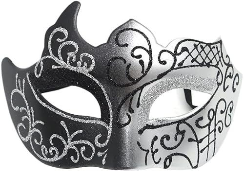 BoBoBn Party-Maske, Halloween-Maske, Maskerade-Masken, Halloween-Mardi-Gras-Party-Maske, Lady-Ball-Maske for Männer und Frauen(Black Silver) von BoBoBn