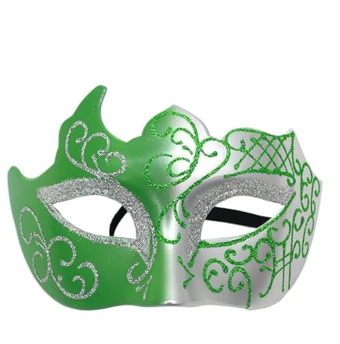 BoBoBn Party-Maske, Halloween-Maske, Maskerade-Masken, Halloween-Mardi-Gras-Party-Maske, Lady-Ball-Maske for Männer und Frauen(Green Silver) von BoBoBn